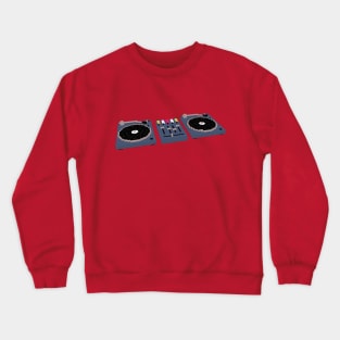 DJ Two Turntables and a controller 8 BIt Pixel Voxel Graphic Crewneck Sweatshirt